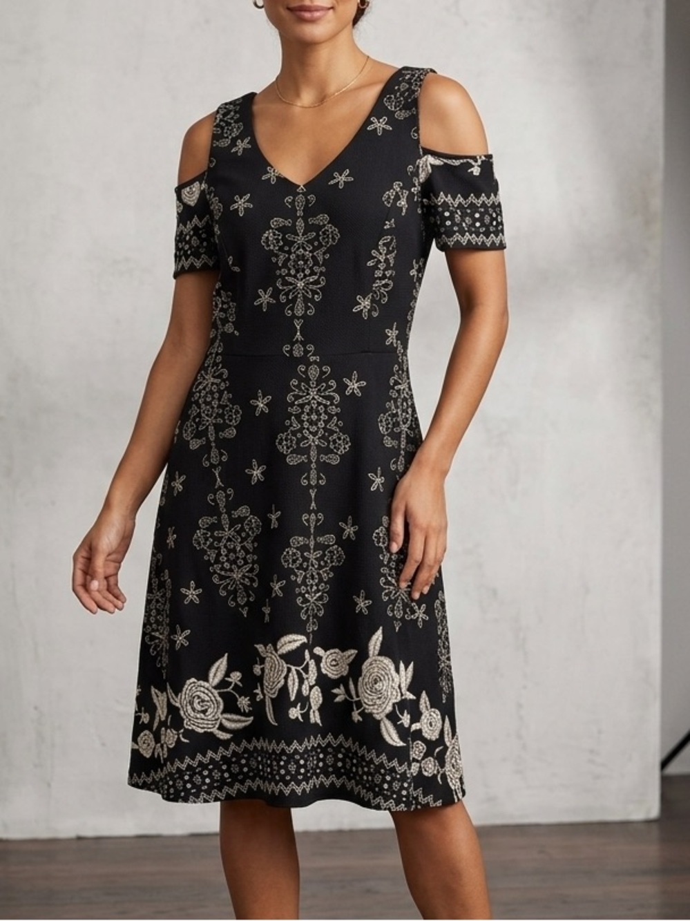 Floral Cold-Shoulder Dress